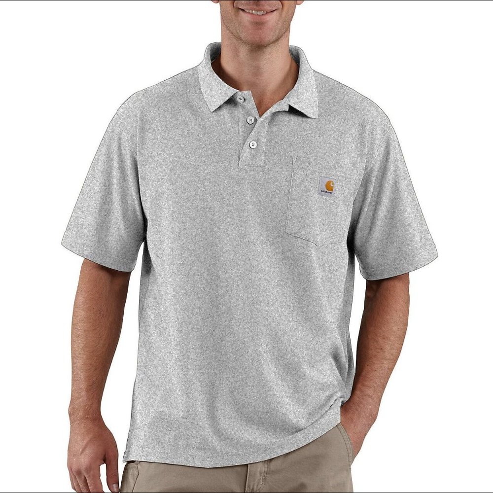 NEW Carhartt grey polo style K570. Never been worn or open! Size Large.